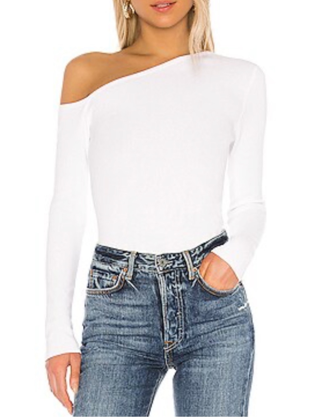 525 America Asymmetrical Pullover Top in White